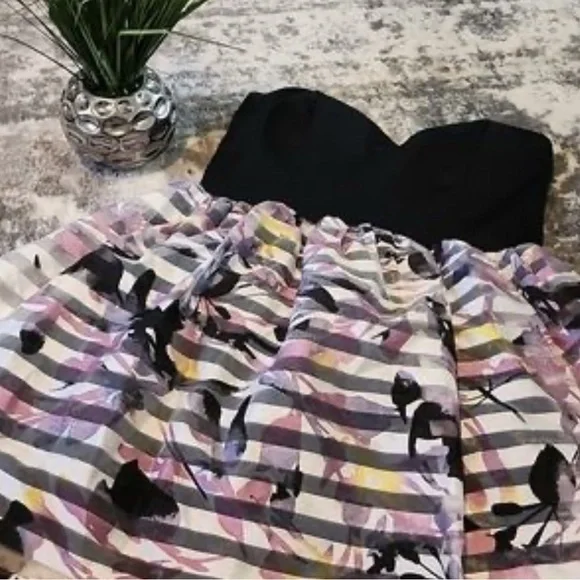 Pink White Black Strapless Party Dress Large - Picture 6 of 6